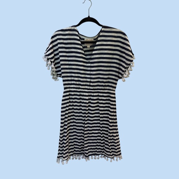 Sail to Sable Other - Sail to Sable STS Lined Beach Blue/light Blue Stripe Tassel Trim Size S Coverup